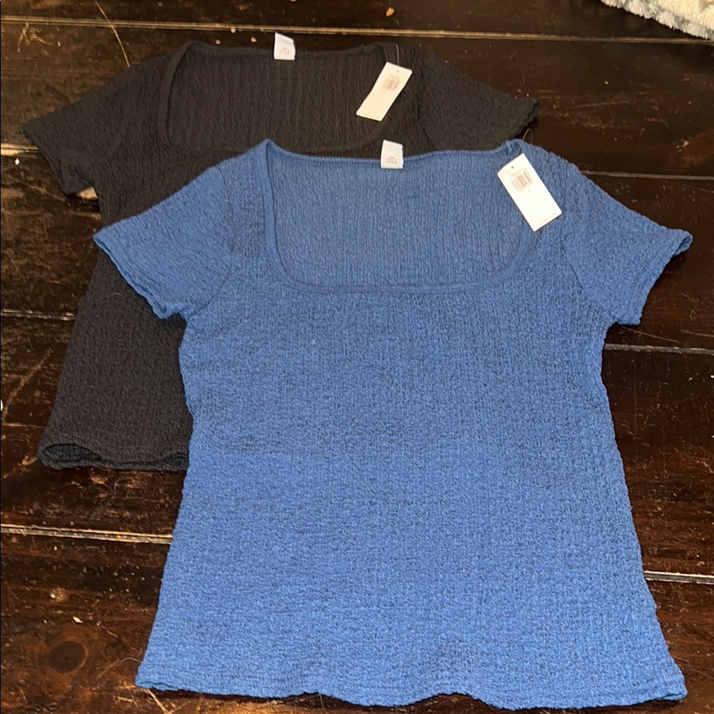 2 brand new shirts Old Navy Blue Smocked Fitted Short Sleeves price for both